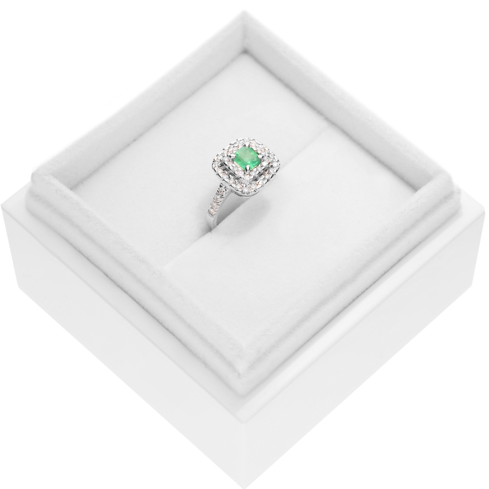 Pierścionek SAVICKI: białe złoto, szmaragd