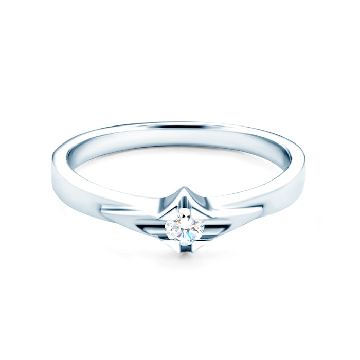 Pierścionek zaręczynowy SAVICKI: białe złoto, diament