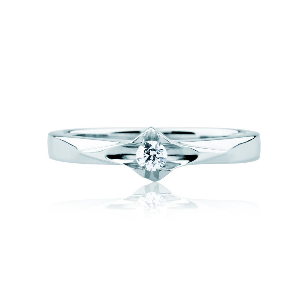 Pierścionek zaręczynowy SAVICKI: białe złoto, diament