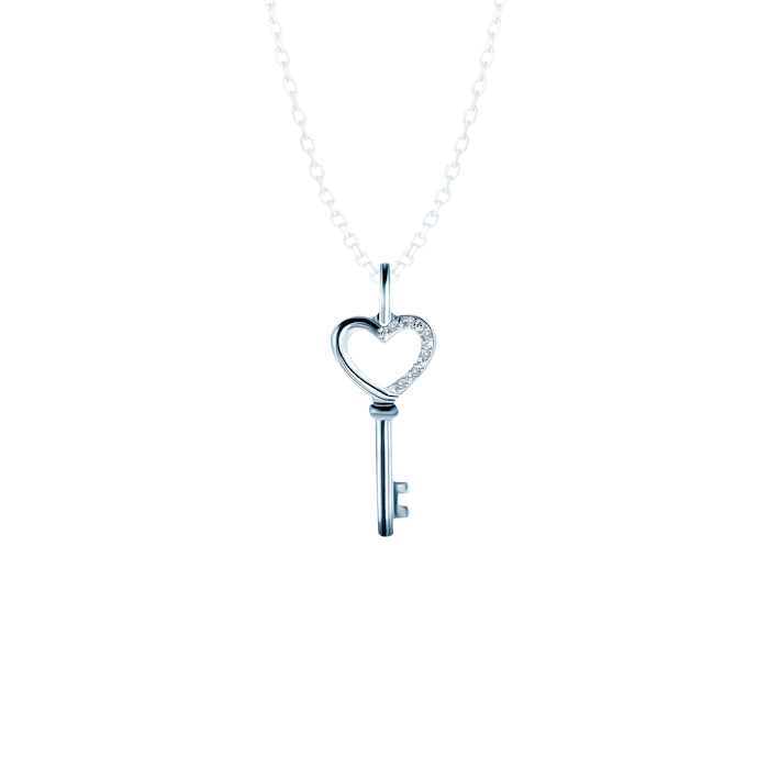 Přívěsek klíček SAVICKI: bílé zlato, diamanty