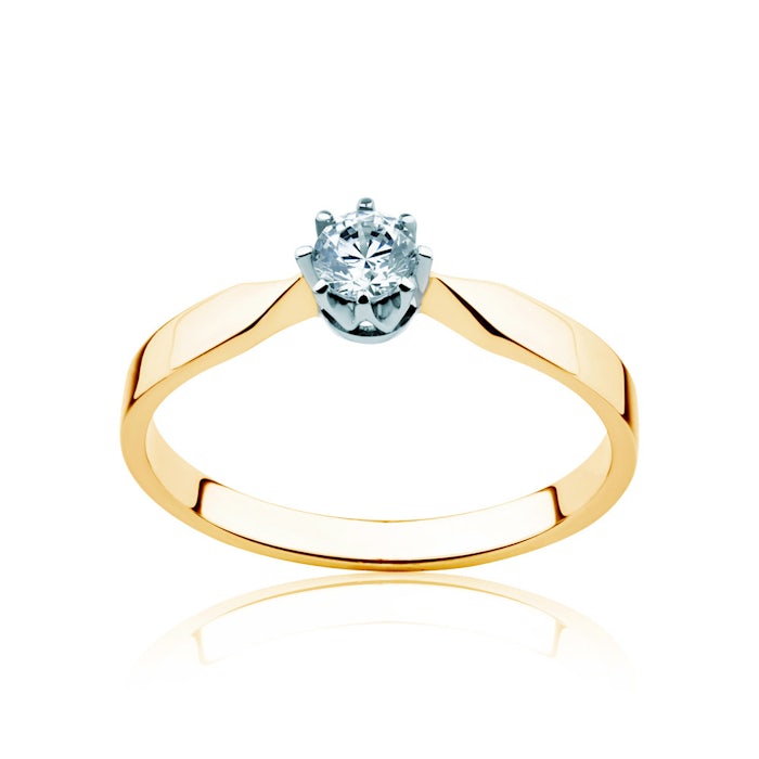 Pierścionek zaręczynowy Triumph of Love: dwukolorowe złoto, z diamentem