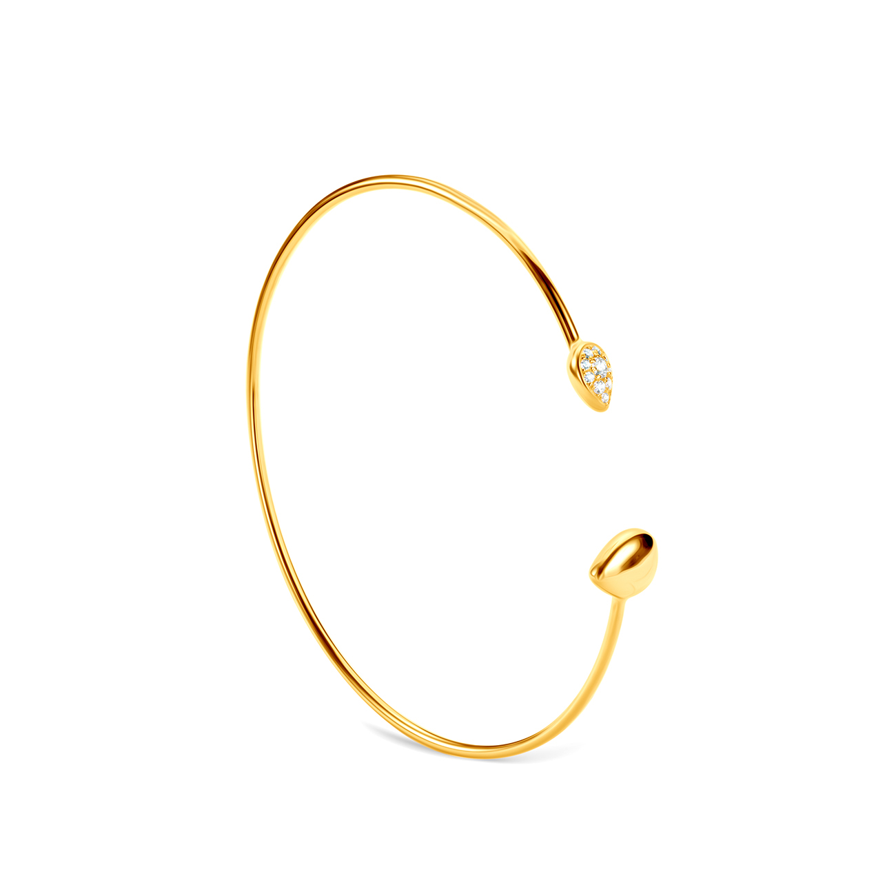 Bransoletka łezka Nature: srebrna pozłacana, cyrkonie