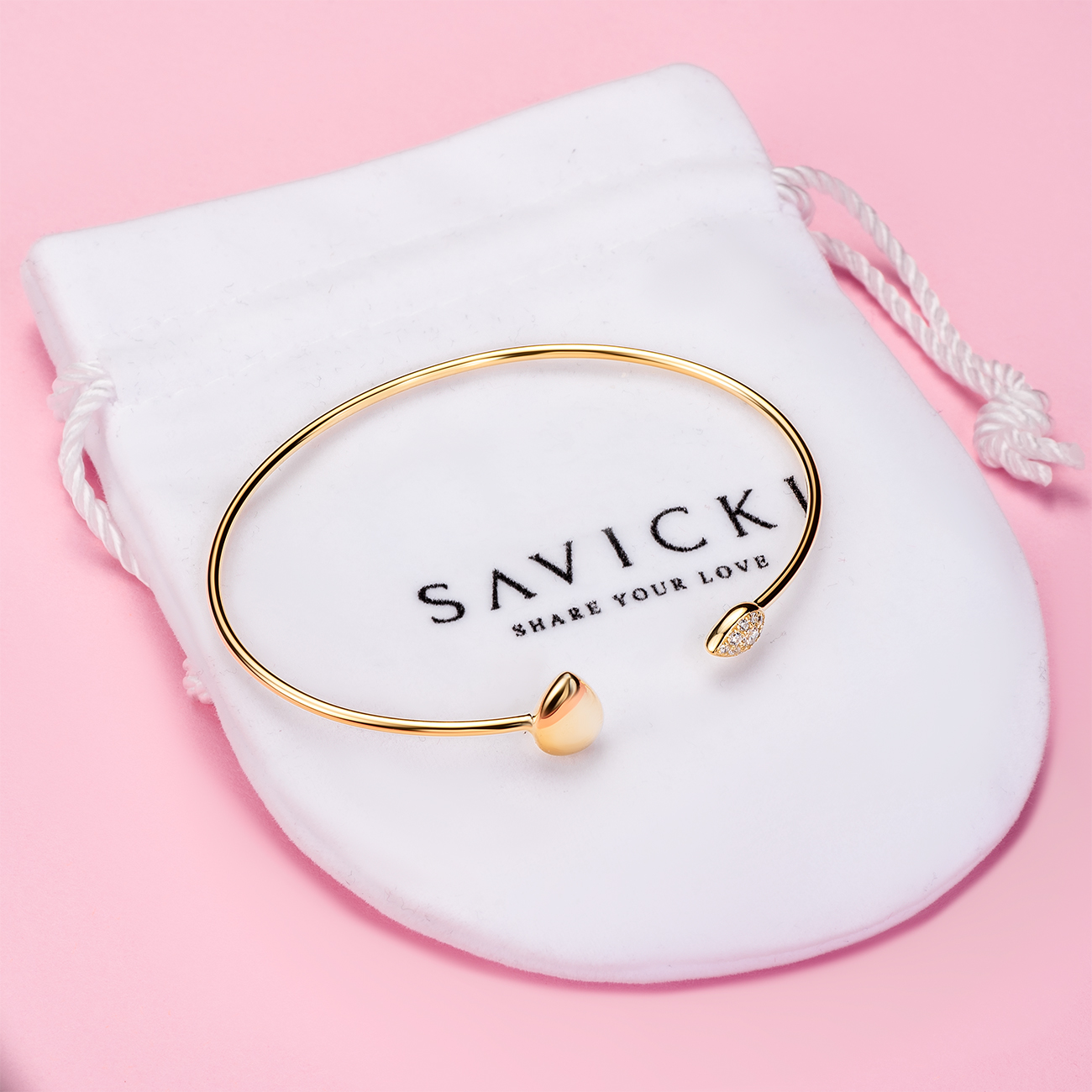 Bransoletka łezka Nature: srebrna pozłacana, cyrkonie