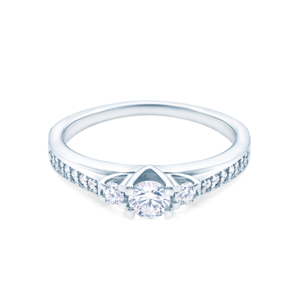 Zásnubný prsteň SAVICKI: biele zlato, diamanty