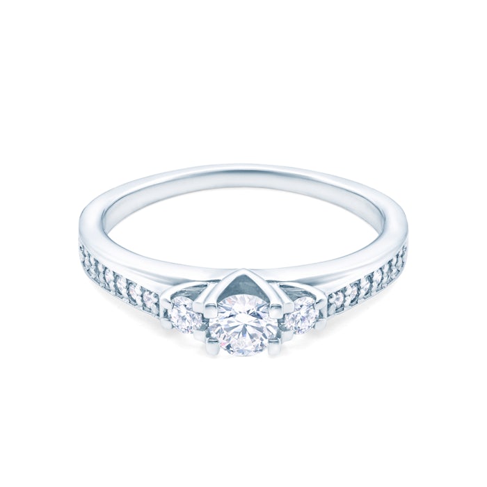 Zásnubný prsteň SAVICKI: biele zlato, diamanty