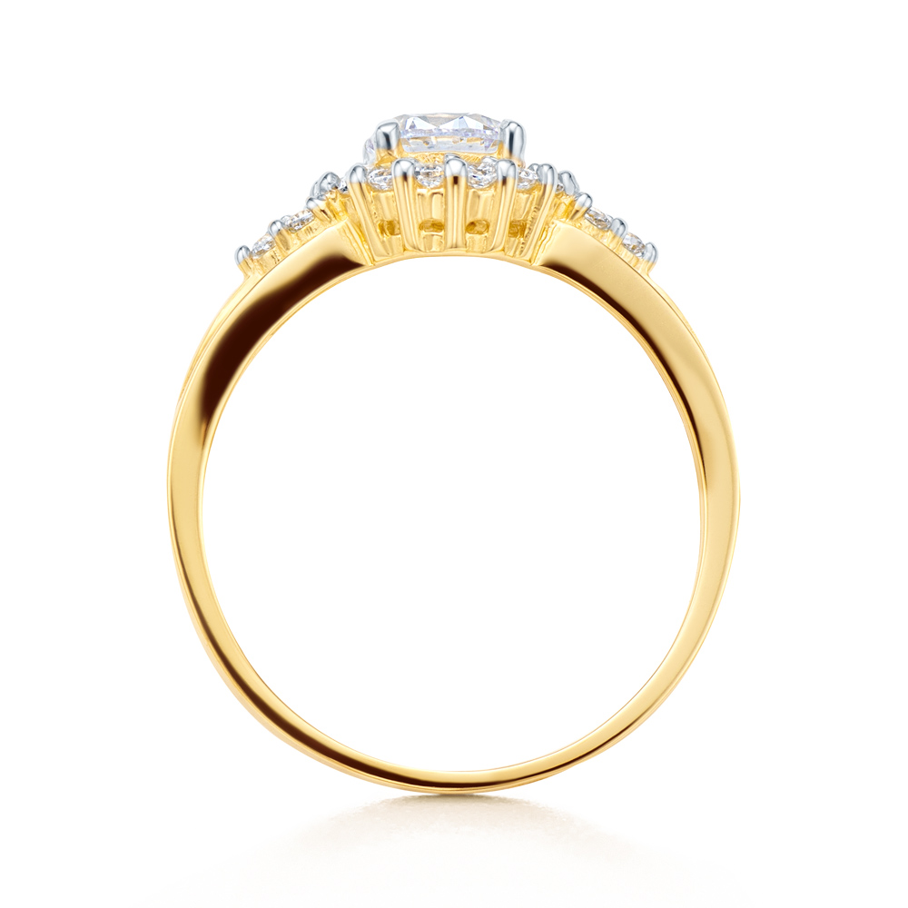 Pierścionek SAVICKI: dwukolorowe złoto, z cyrkoniami - 3