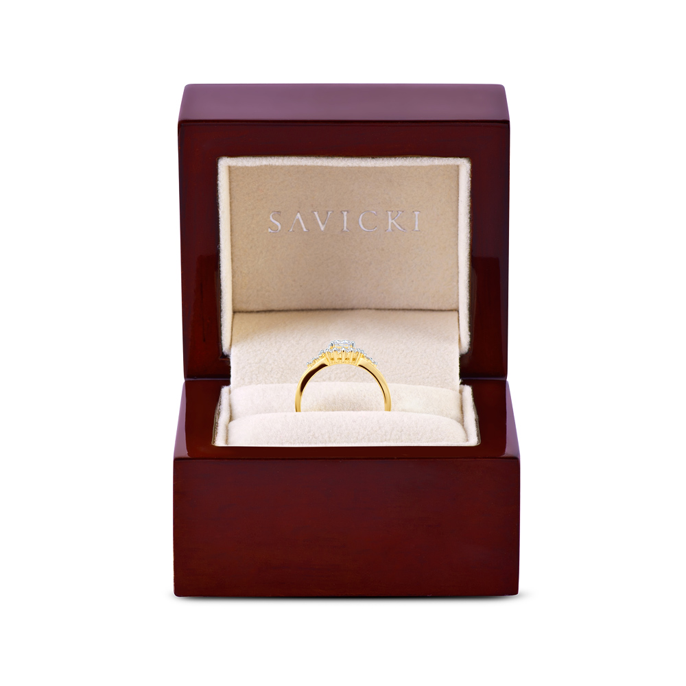 Pierścionek SAVICKI: dwukolorowe złoto, z cyrkoniami - 4