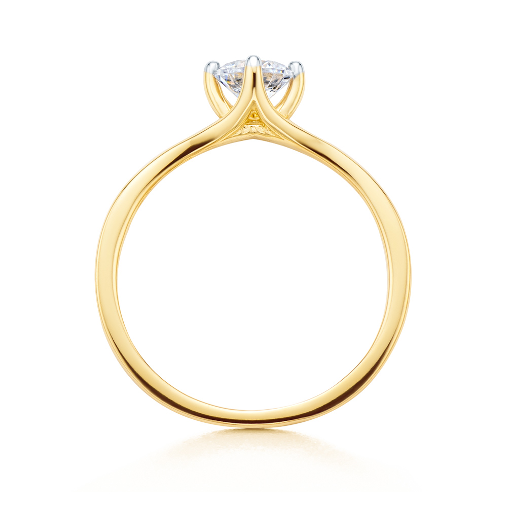 Pierścionek zaręczynowy SAVICKI: dwukolorowe złoto, z cyrkonią