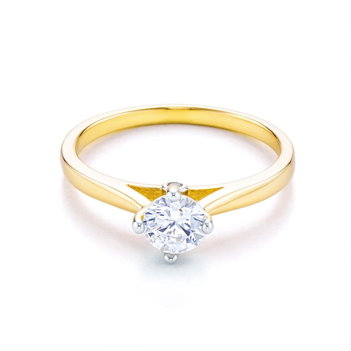 Pierścionek zaręczynowy SAVICKI: dwukolorowe złoto, z cyrkoniami