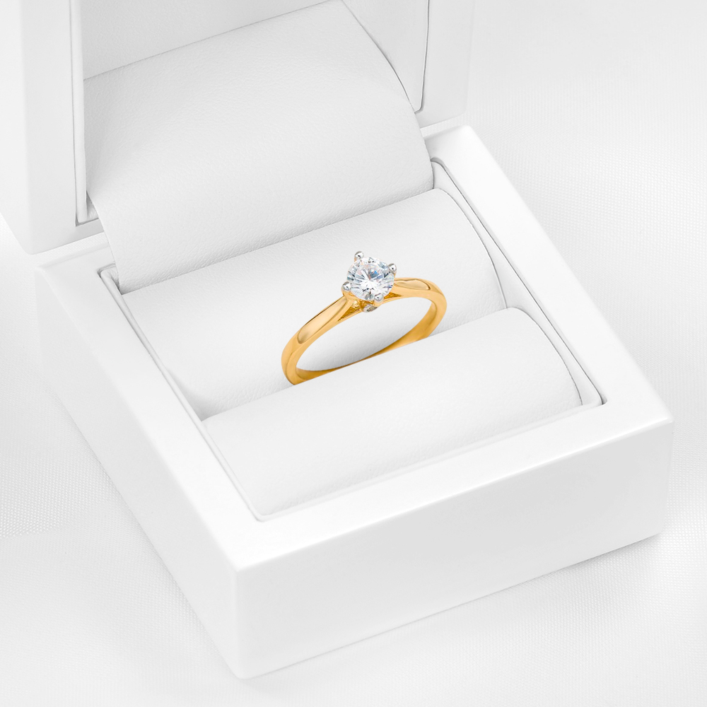 Pierścionek zaręczynowy SAVICKI: dwukolorowe złoto, z cyrkoniami - 5