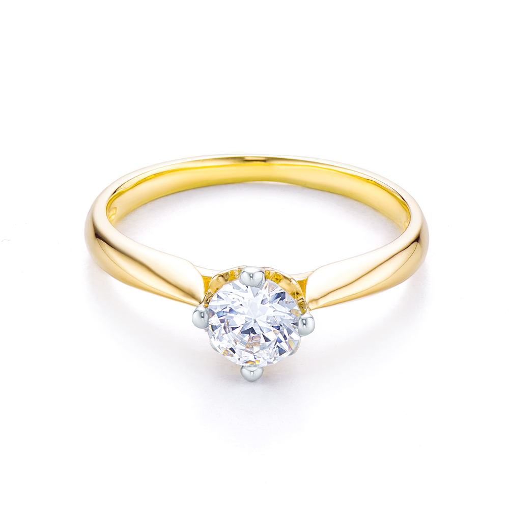 Pierścionek zaręczynowy SAVICKI: dwukolorowe złoto, z cyrkonią