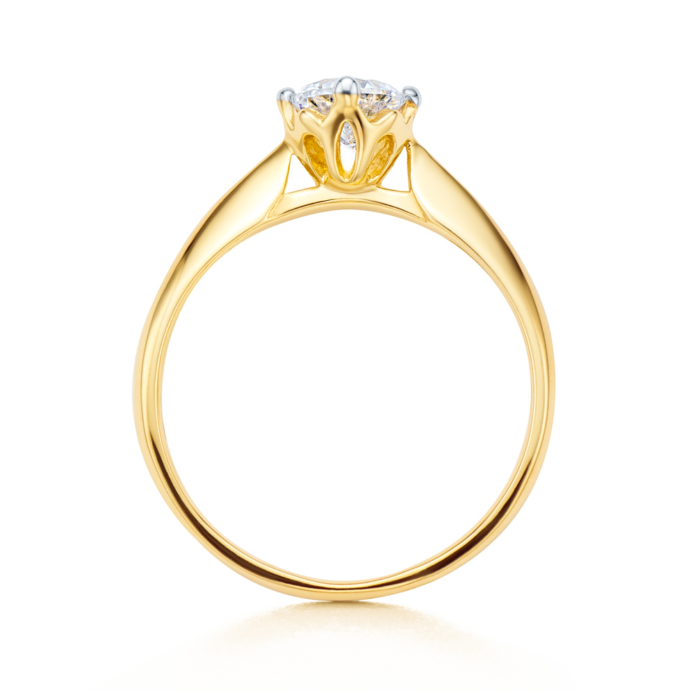 Pierścionek zaręczynowy SAVICKI: dwukolorowe złoto, z cyrkonią