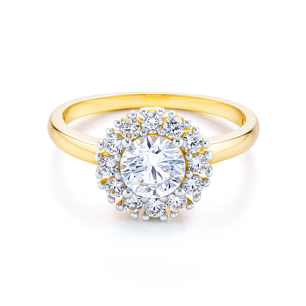 Pierścionek zaręczynowy SAVICKI: dwukolorowe złoto, z cyrkoniami