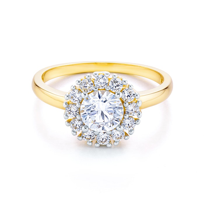 Pierścionek zaręczynowy SAVICKI: dwukolorowe złoto, z cyrkoniami