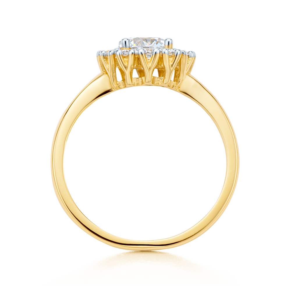 Pierścionek zaręczynowy SAVICKI: dwukolorowe złoto, z cyrkoniami