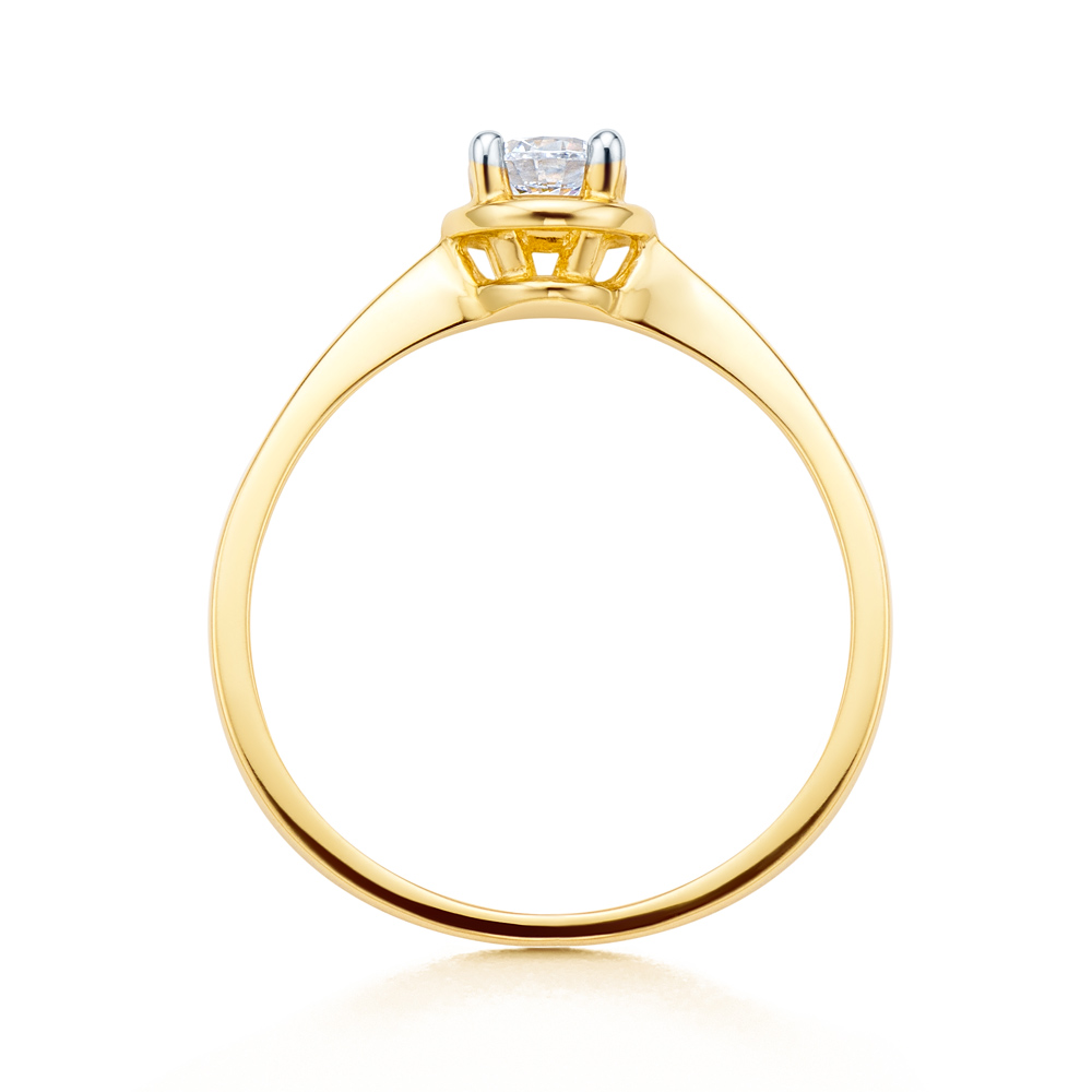 Pierścionek SAVICKI: dwukolorowe złoto, z cyrkonią