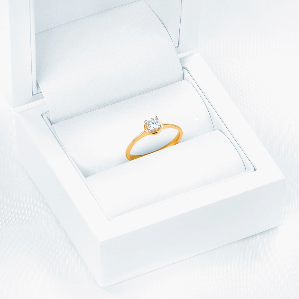 Pierścionek SAVICKI: dwukolorowe złoto, z cyrkonią