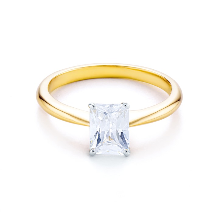 Pierścionek zaręczynowy SAVICKI: dwukolorowe złoto, z cyrkonią