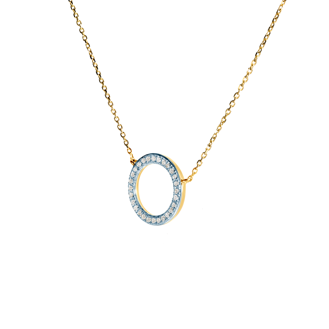 Zlatna ogrlica krug 585 s bijelim dijamantima 0.08ct 42 cm - 4