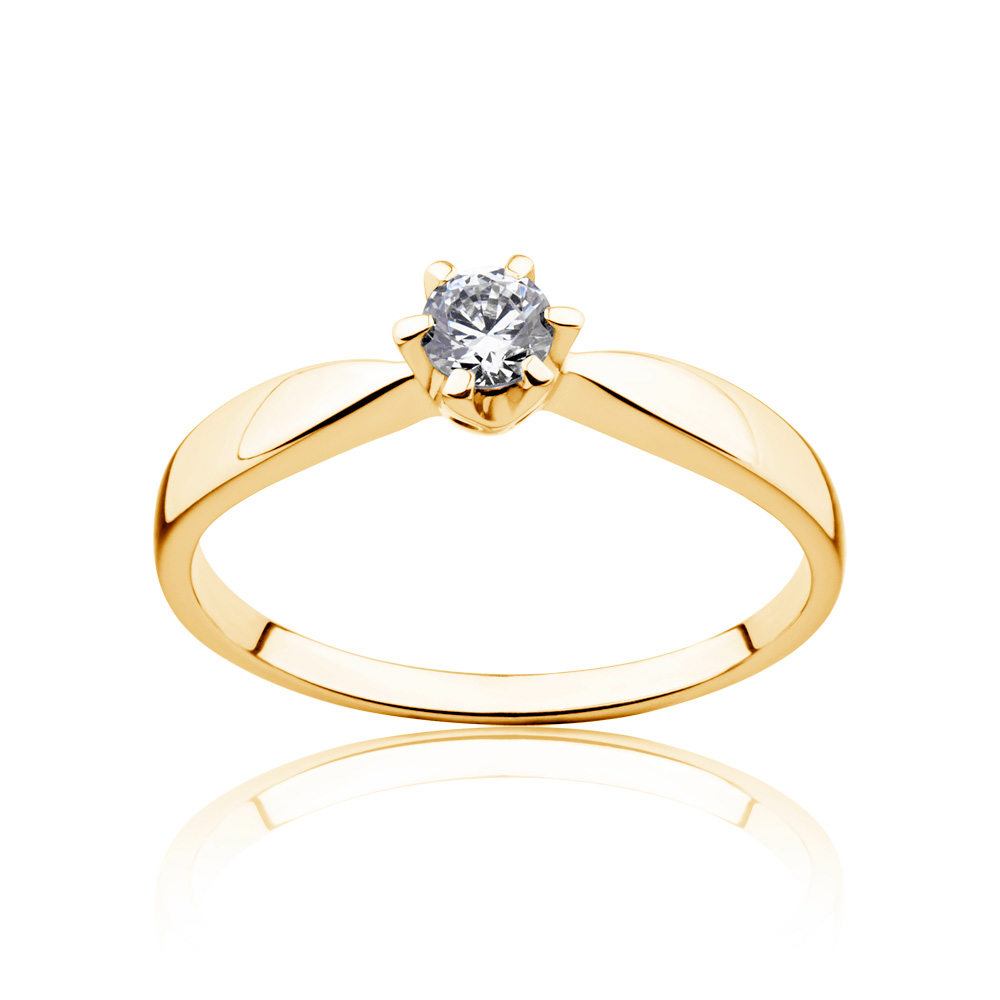 Pierścionek zaręczynowy Triumph of Love: złoty, biały szafir