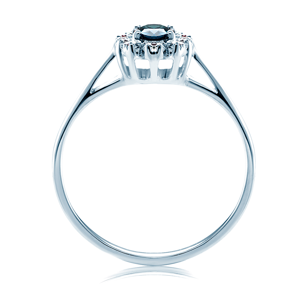 Pierścionek zaręczynowy SAVICKI: białe złoto, niebieski szafir - 3