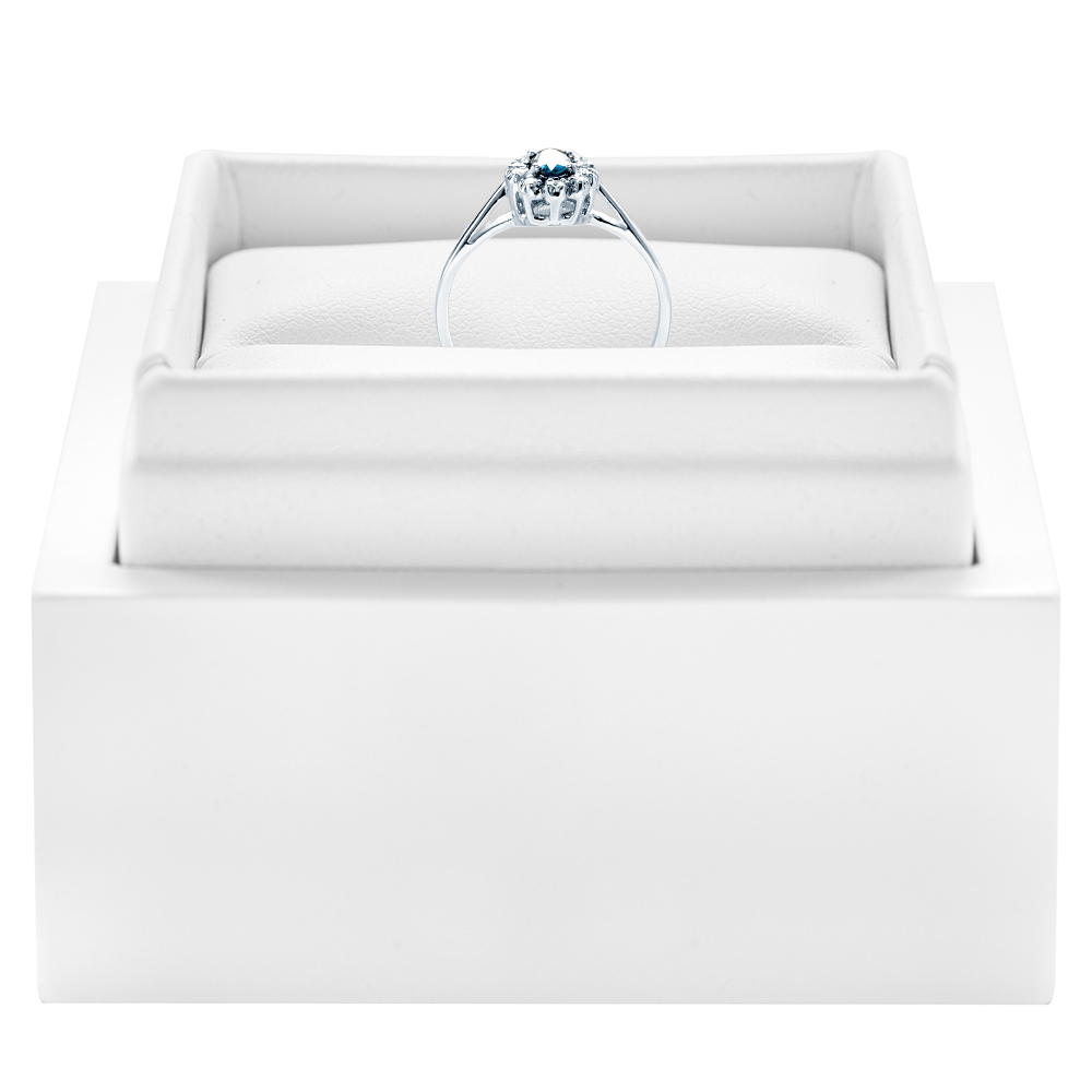 Pierścionek zaręczynowy SAVICKI: białe złoto, niebieski szafir - 5