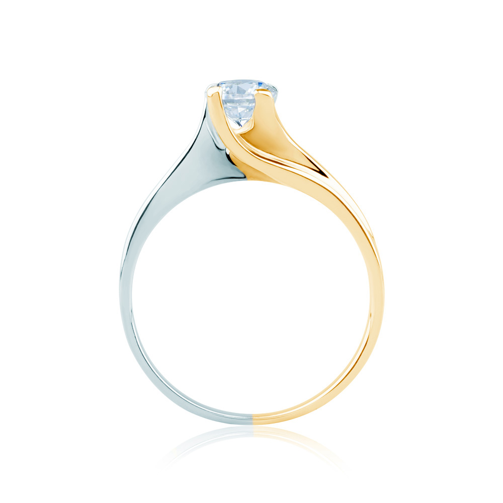 Pierścionek zaręczynowy SAVICKI: dwukolorowe złoto, z diamentem - 3