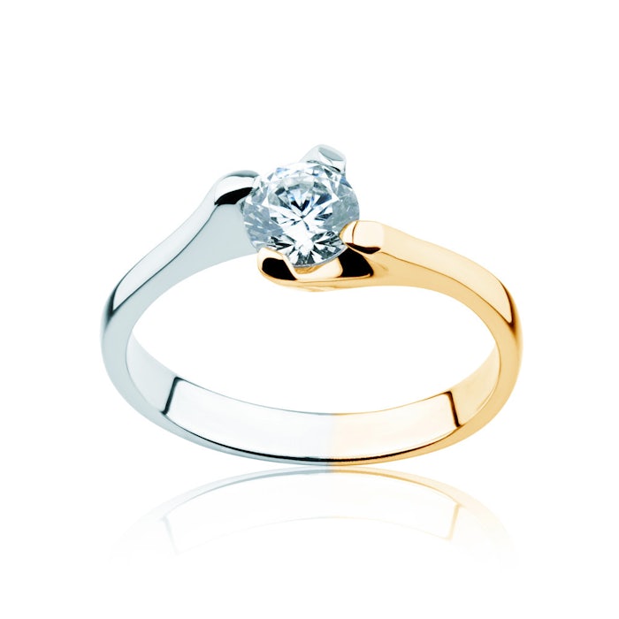 Pierścionek zaręczynowy Savicki: dwukolorowe złoto, z diamentem