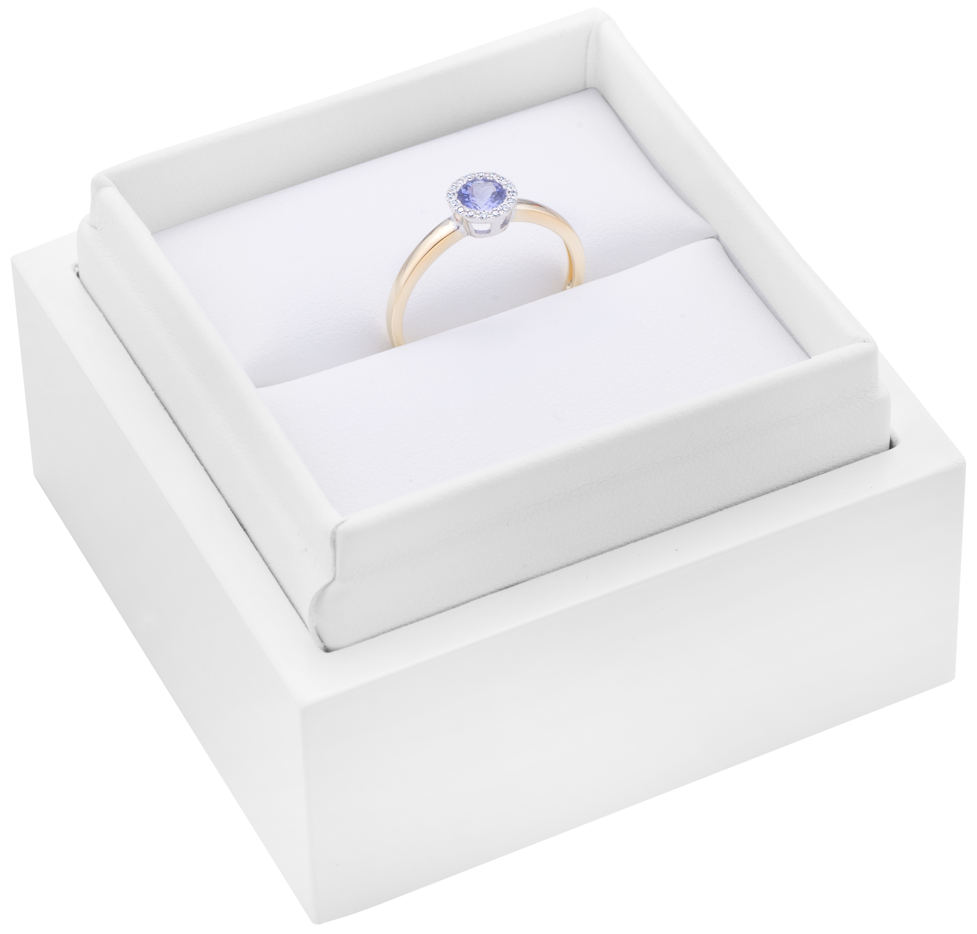 Pierścionek zaręczynowy SAVICKI: dwukolorowe złoto, tanzanit