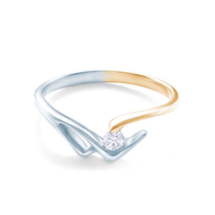 Tension Engagement Ring: two colour gold, diamond