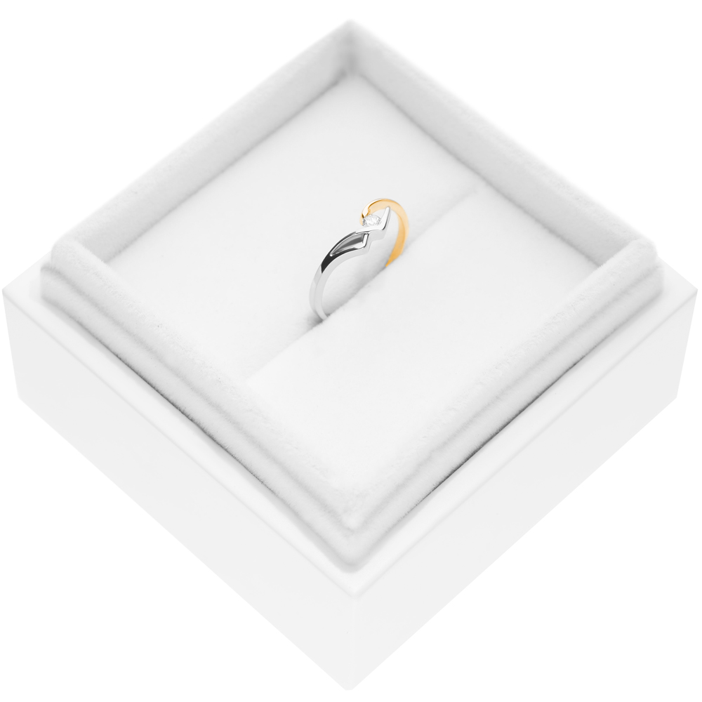 Pierścionek zaręczynowy SAVICKI: dwukolorowe złoto, diament