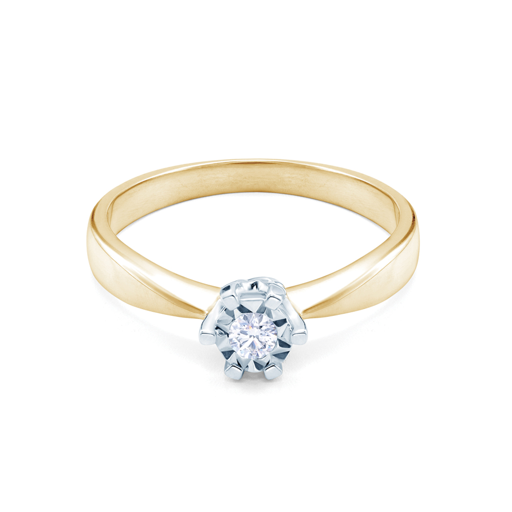 Pierścionek zaręczynowy SAVICKI: dwukolorowe złoto, diament