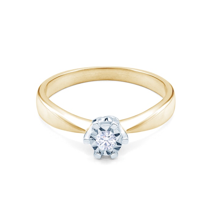 Pierścionek zaręczynowy SAVICKI: dwukolorowe złoto, diament