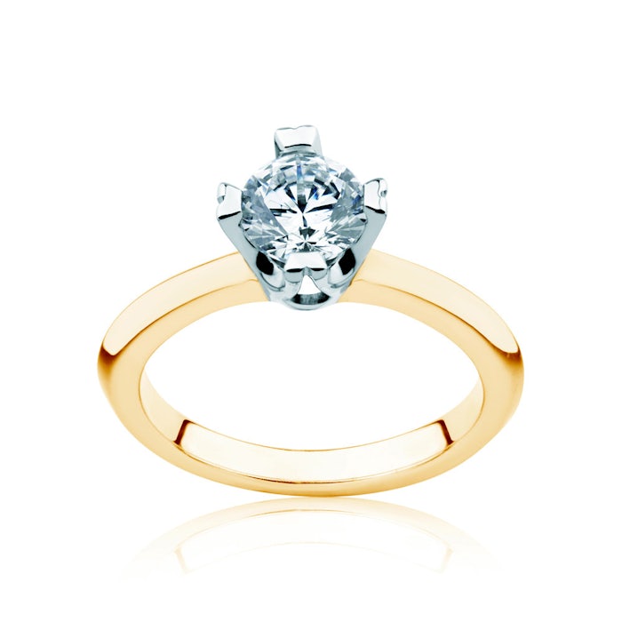 Solitaire Engagement Ring: two colour gold, diamond