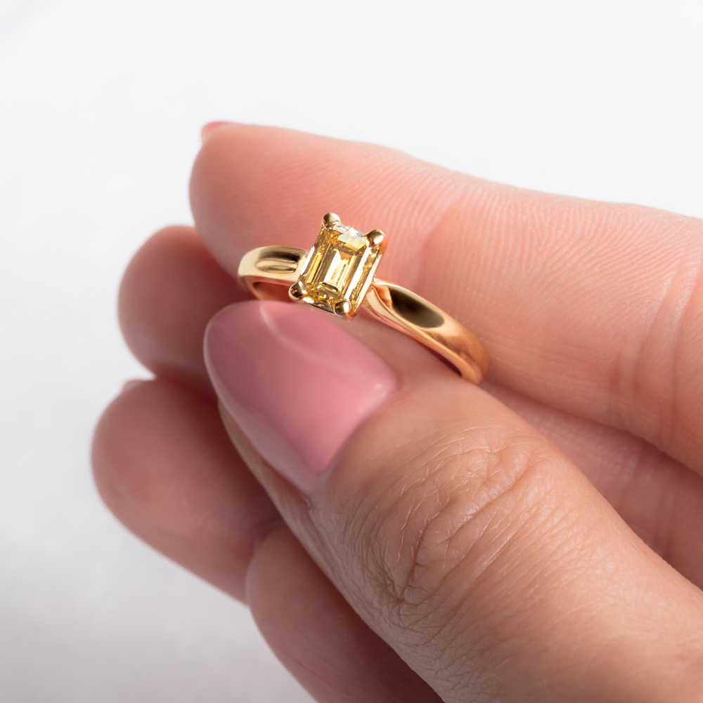 Pierścionek zaręczynowy SAVICKI: złoty, żółty diament - 5