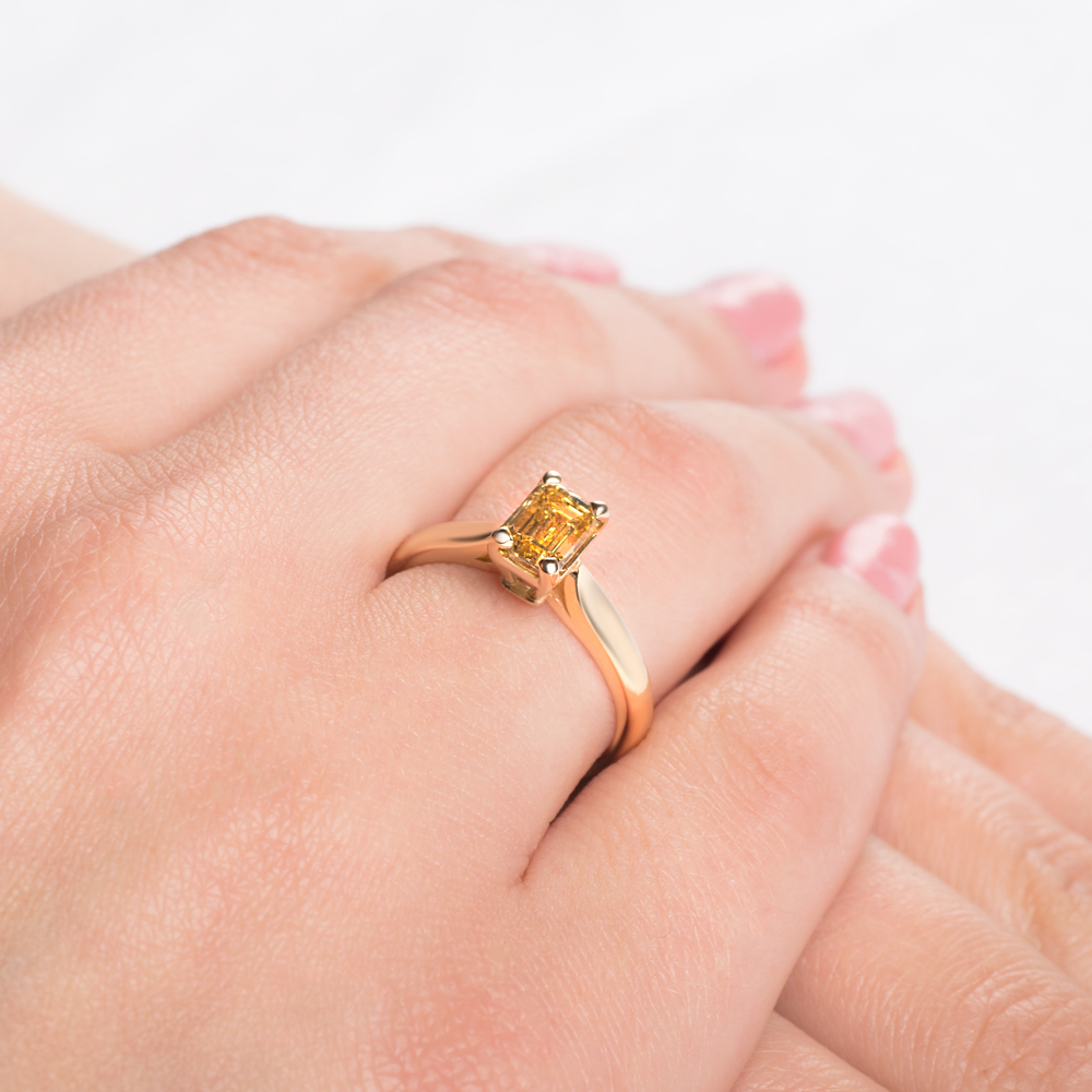 Pierścionek zaręczynowy SAVICKI: złoty, żółty diament - 6