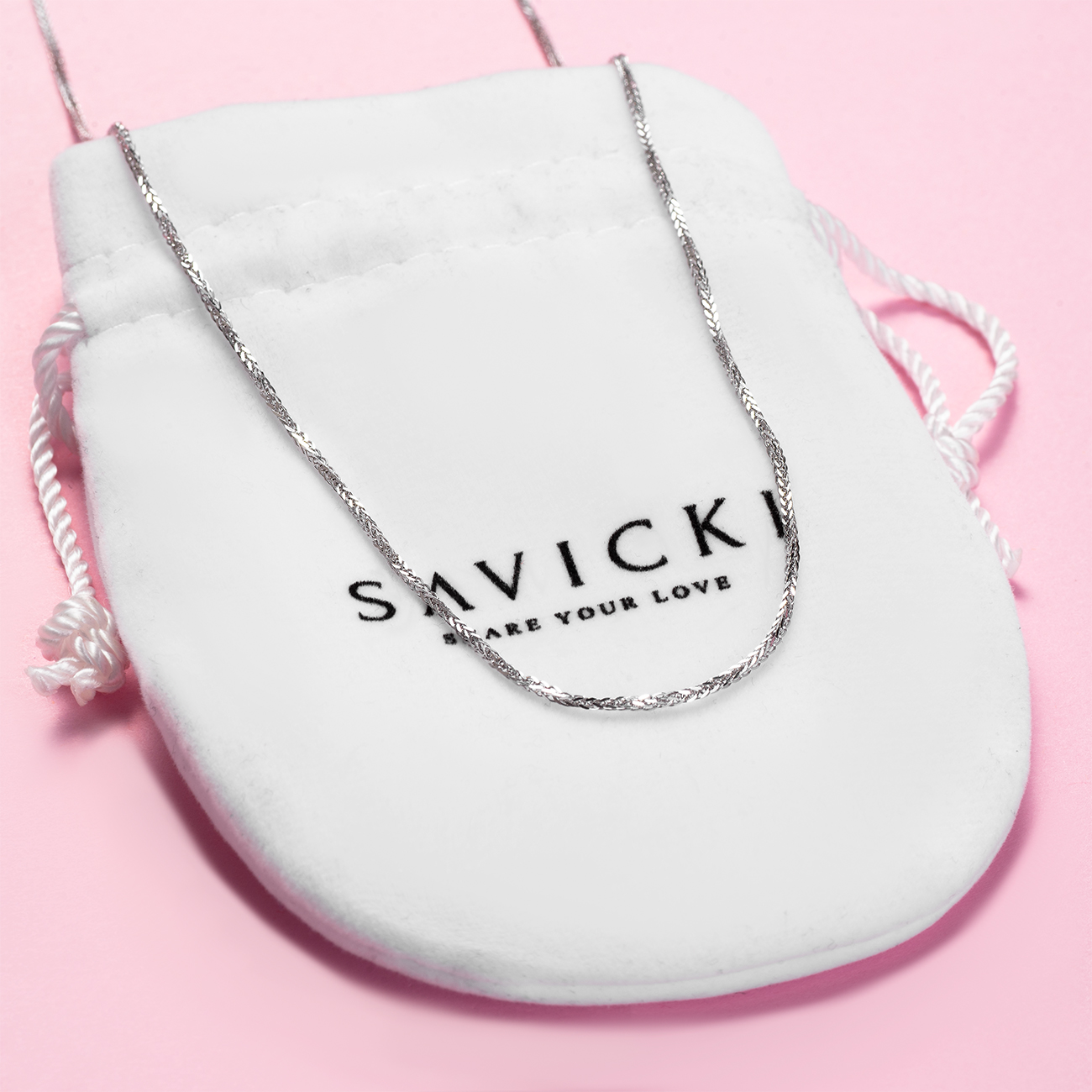 Złoty łańcuszek Savicki: białe złoto - 4