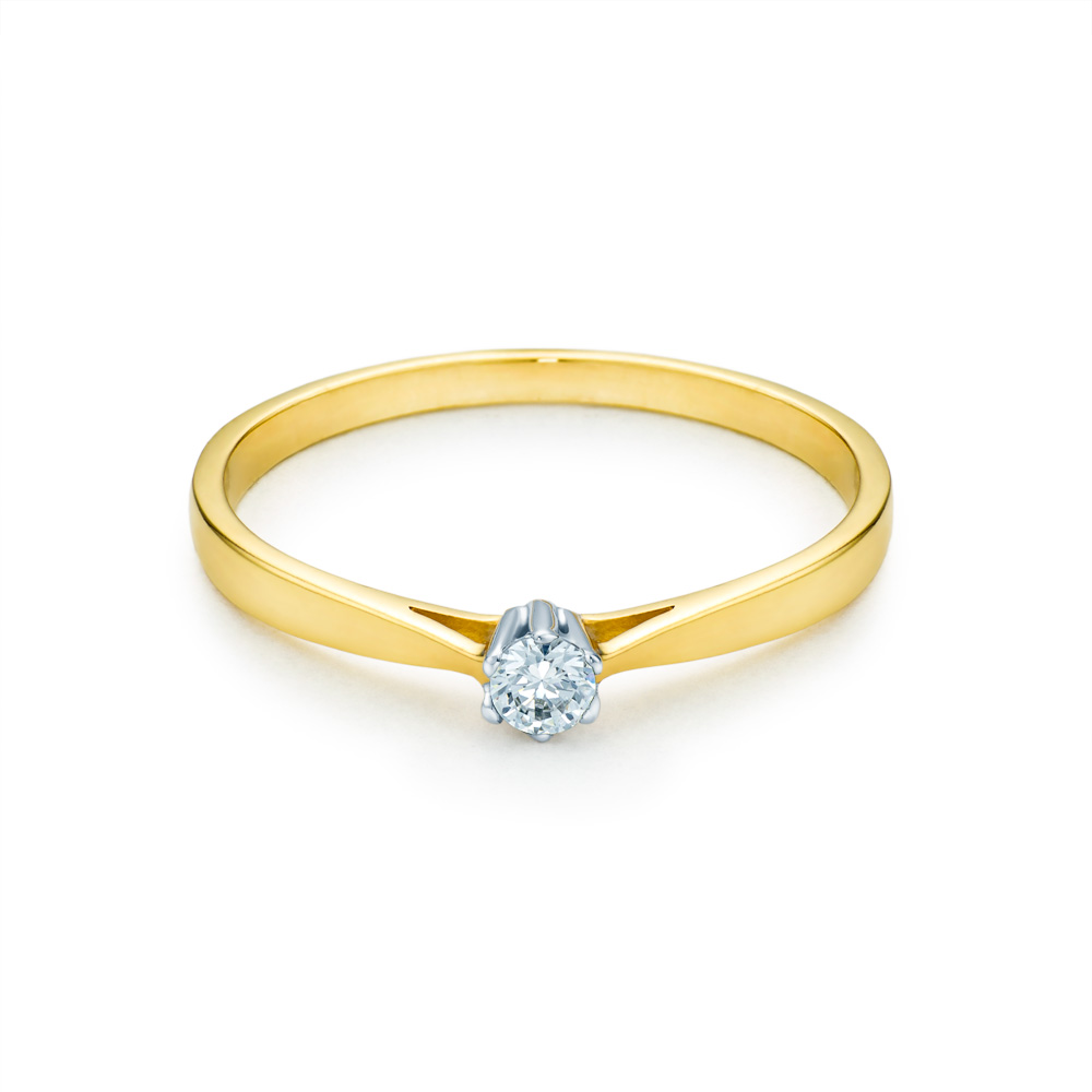 Pierścionek zaręczynowy SAVICKI: dwukolorowe złoto, z diamentem