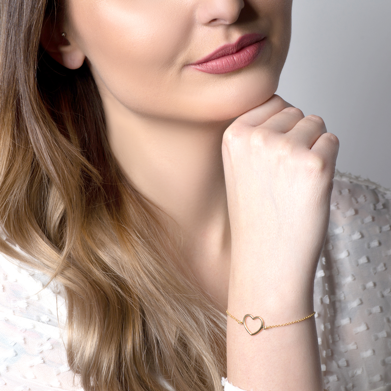 Bransoletka celebrytka serce Savicki: srebrna pozłacana - 5
