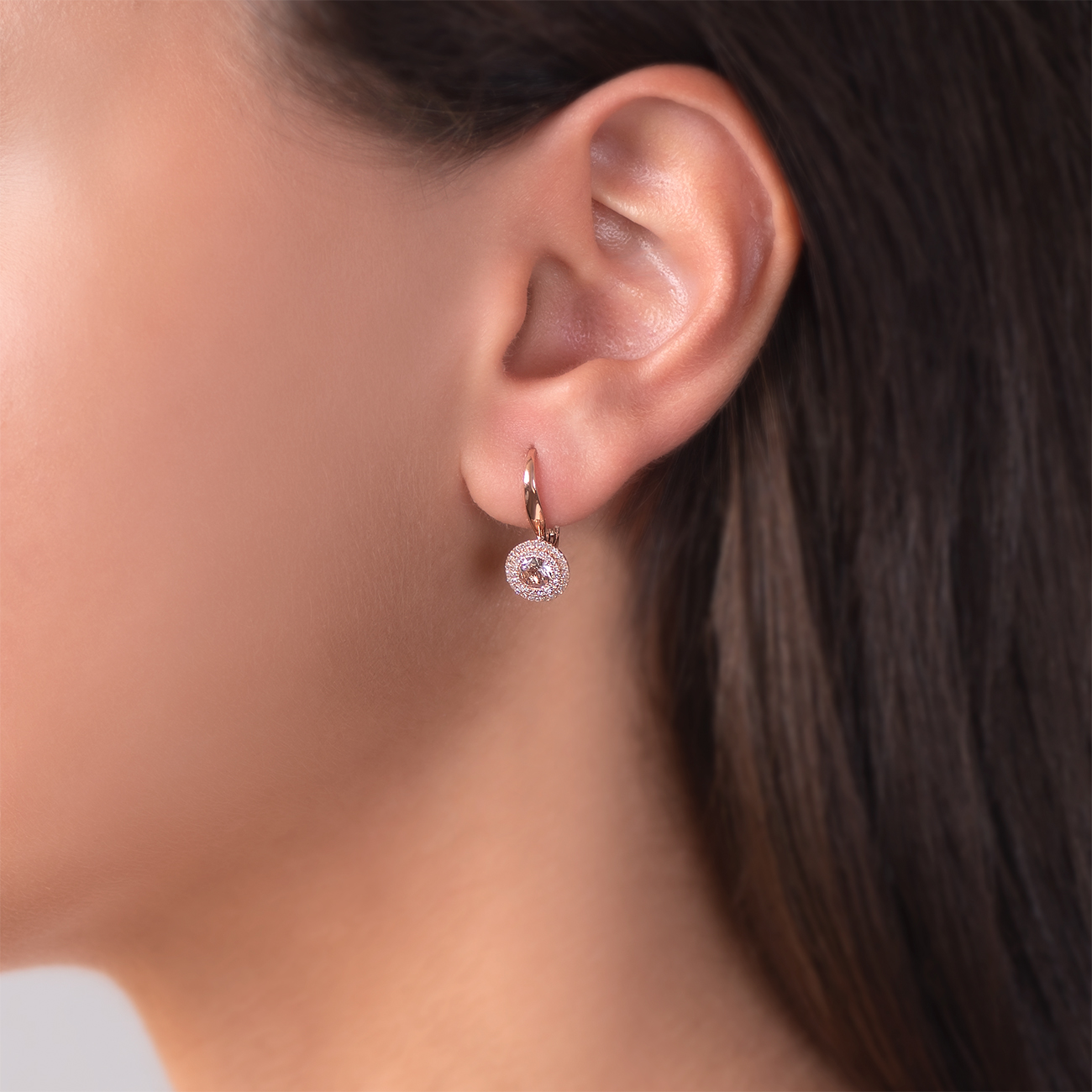 Kolczyki Savicki: różowe złoto, morganity, diamenty - 5