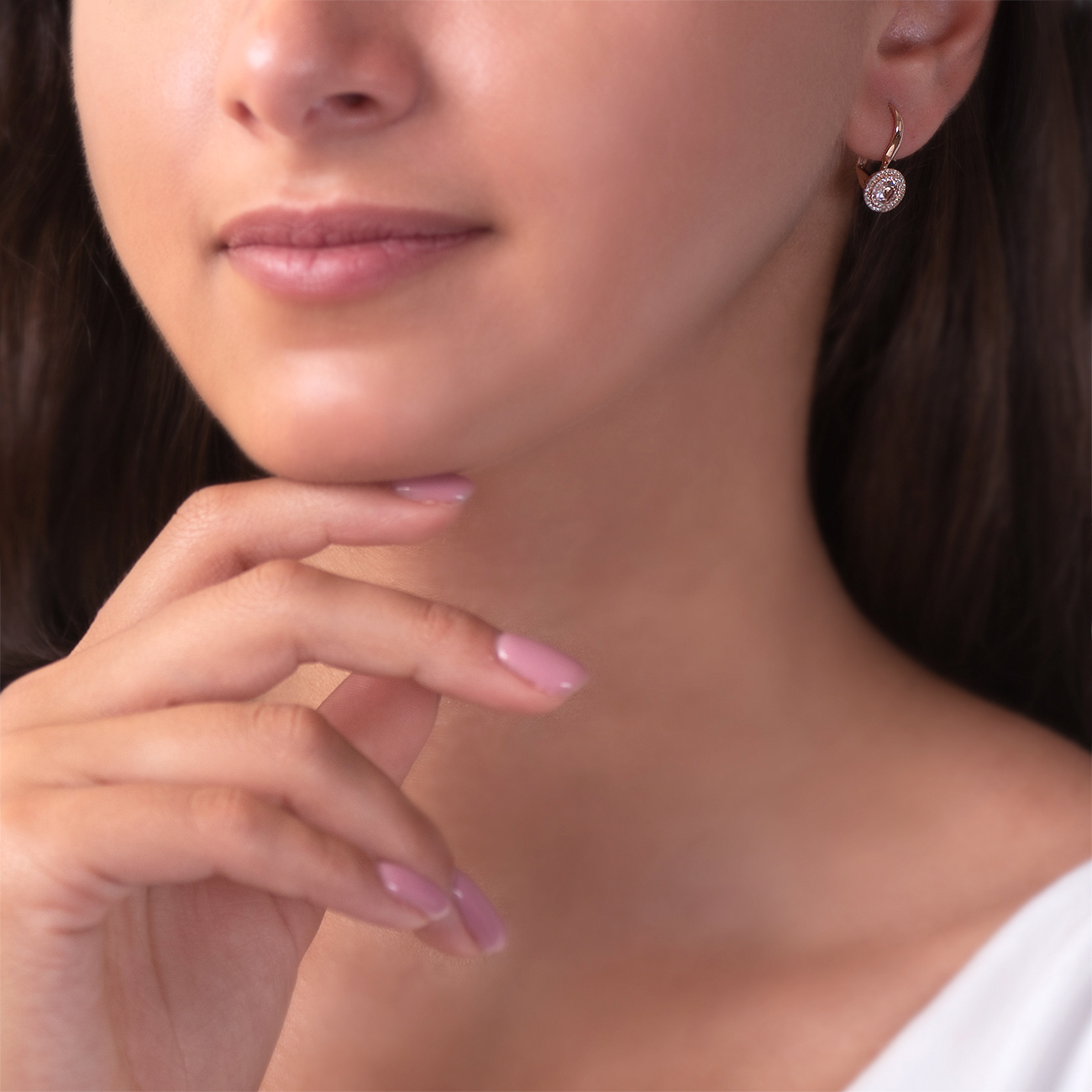 Kolczyki Savicki: różowe złoto, morganity, diamenty - 6