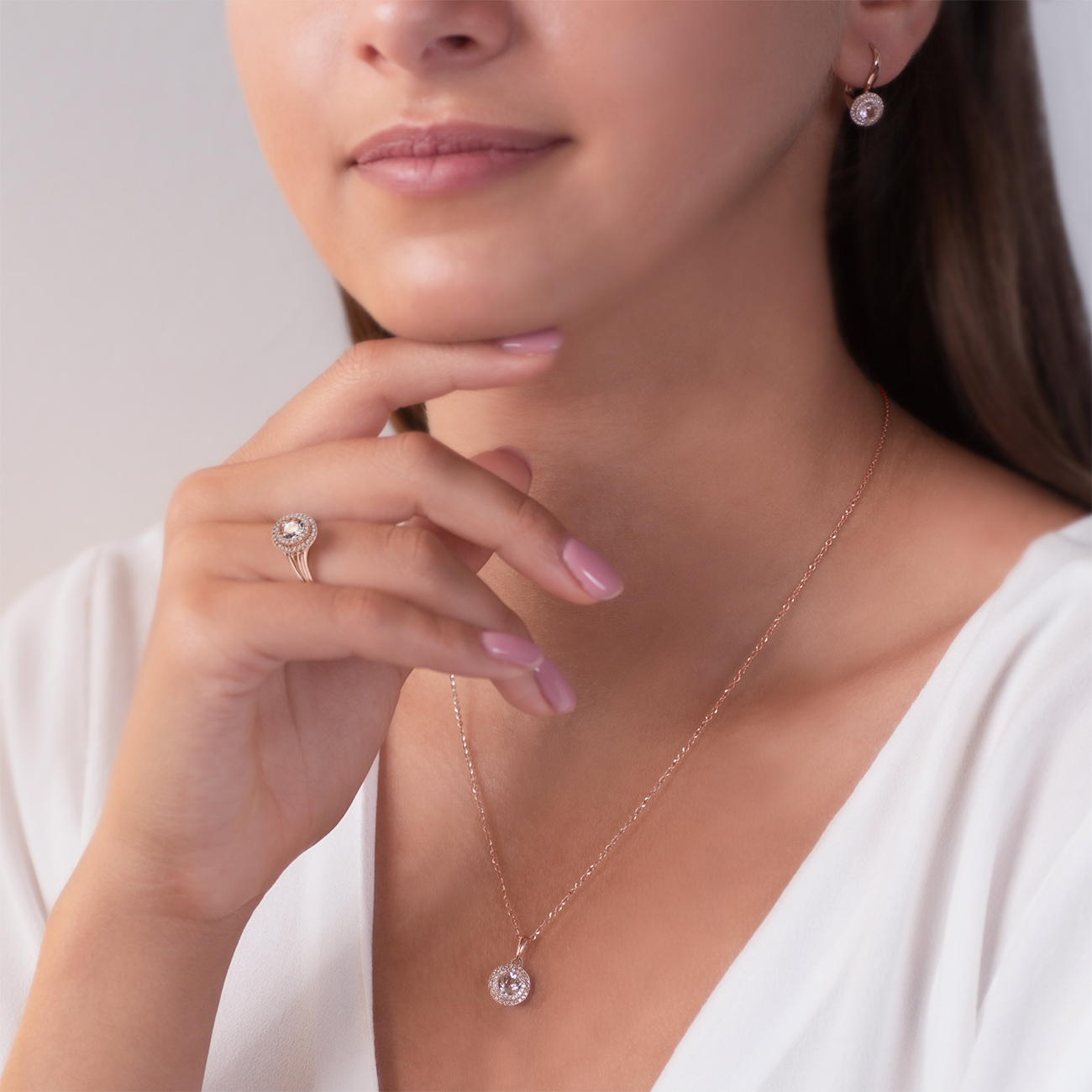 Kolczyki Savicki: różowe złoto, morganity, diamenty - 7