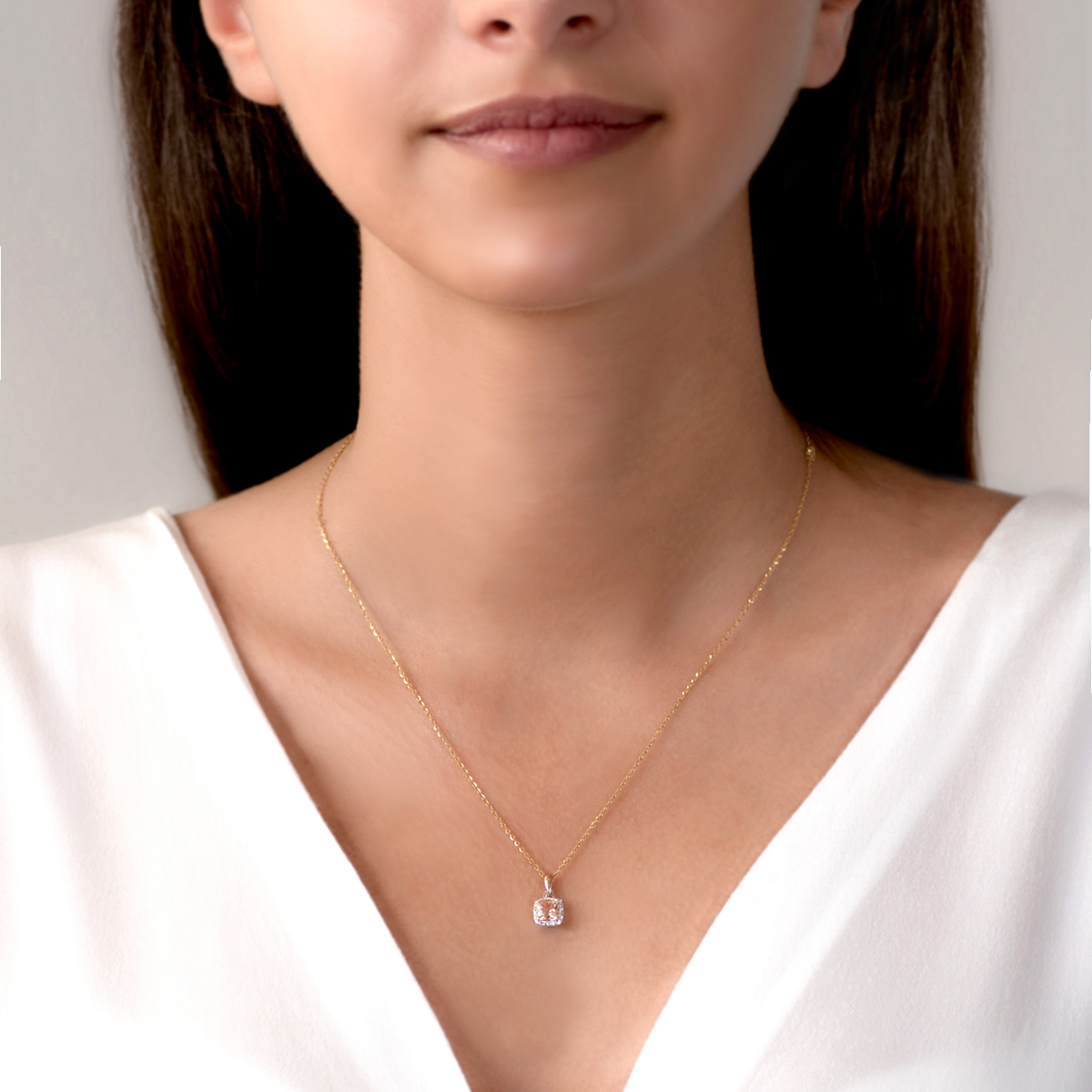 Zawieszka Savicki: różowe złoto, morganit, diamenty