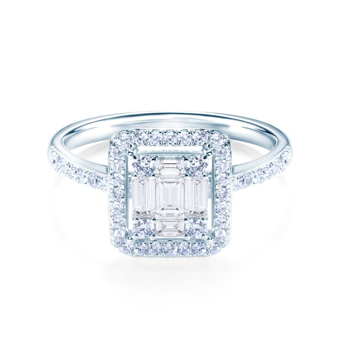 Pierścionek zaręczynowy SAVICKI: białe złoto, diamenty