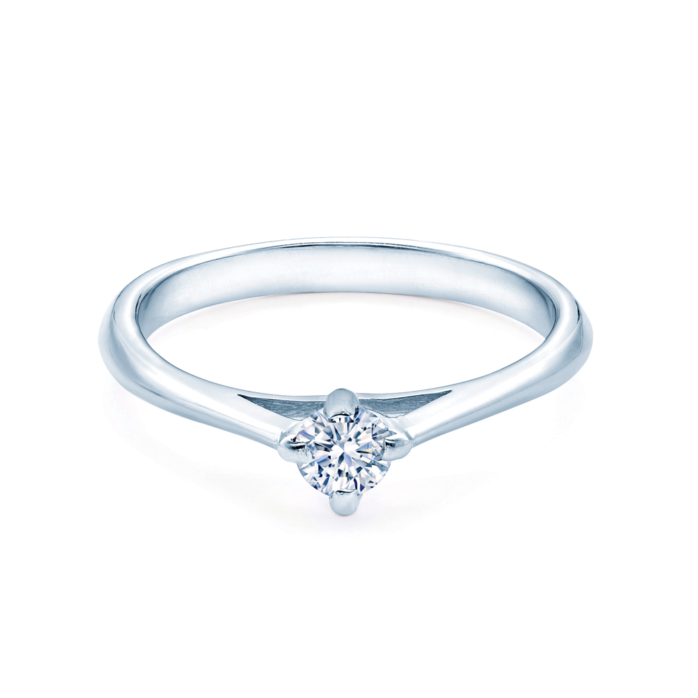 Solitaire Engagement Ring: white gold, white sapphire