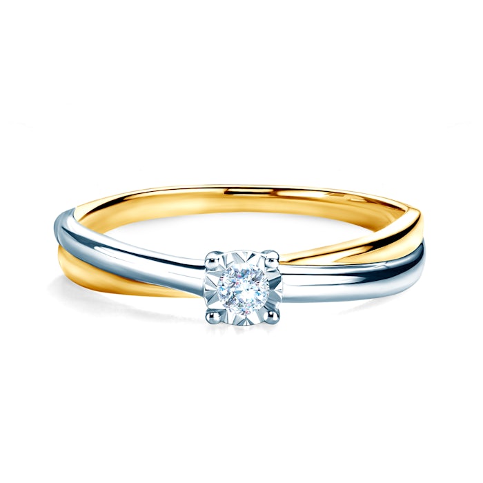 Pierścionek zaręczynowy SAVICKI: dwukolorowe złoto, diament