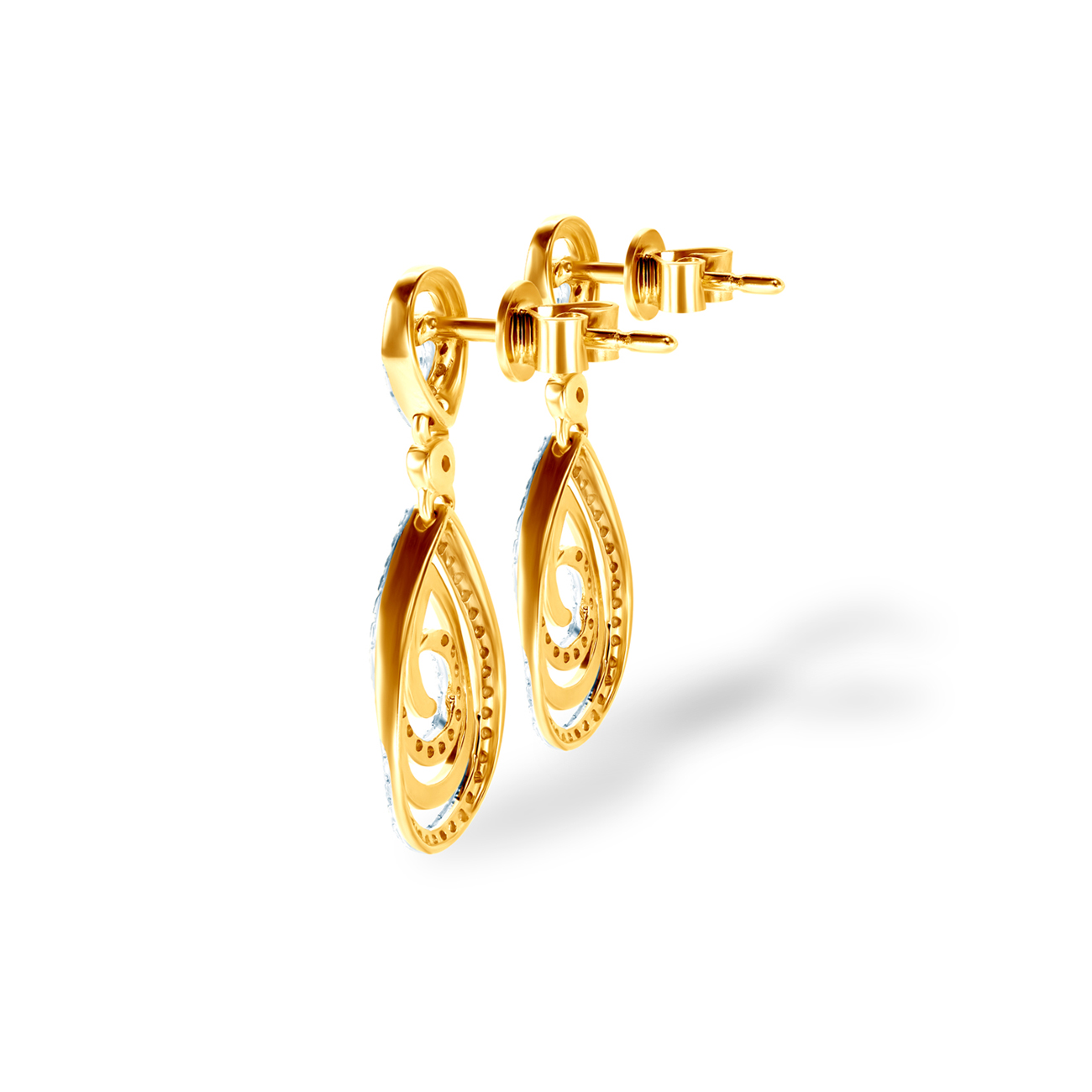 Kolczyki łezki Savicki: złote, diamenty - 3