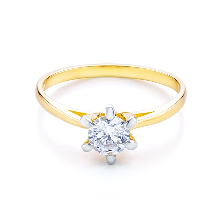 Zásnubní prsten SAVICKI: dvoubarevné zlato, zirkon