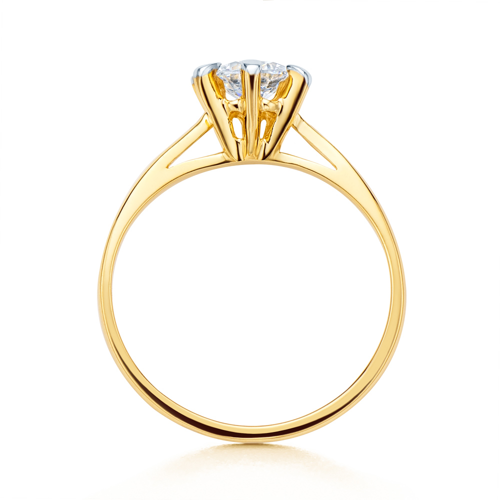 Pierścionek zaręczynowy SAVICKI: dwukolorowe złoto, z cyrkonią