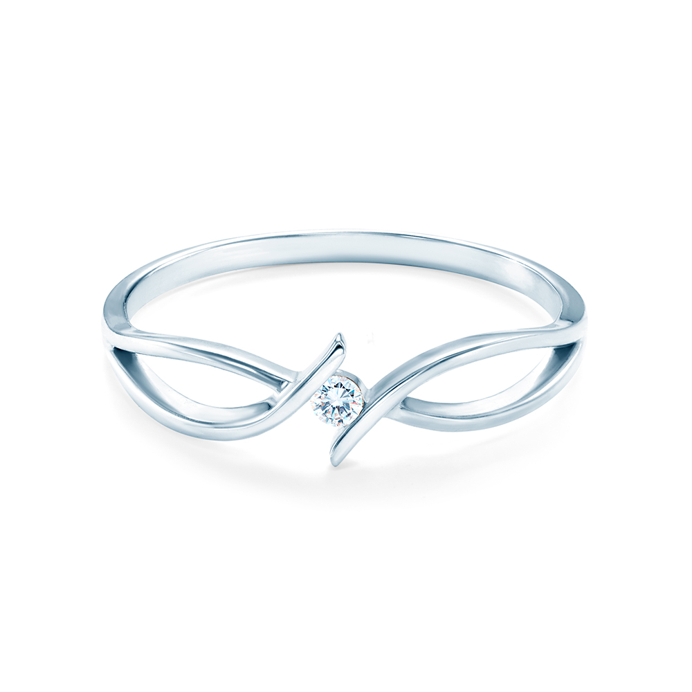 Pierścionek zaręczynowy SAVICKI: białe złoto, diament